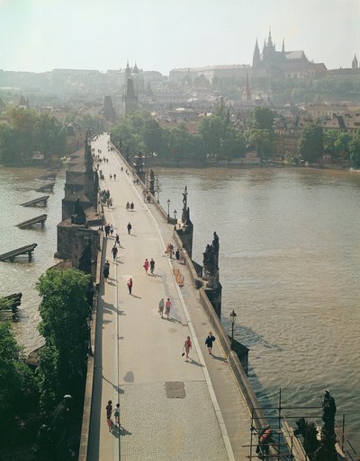 View of the Charles Bridge Over the River Vltava by French Photographer